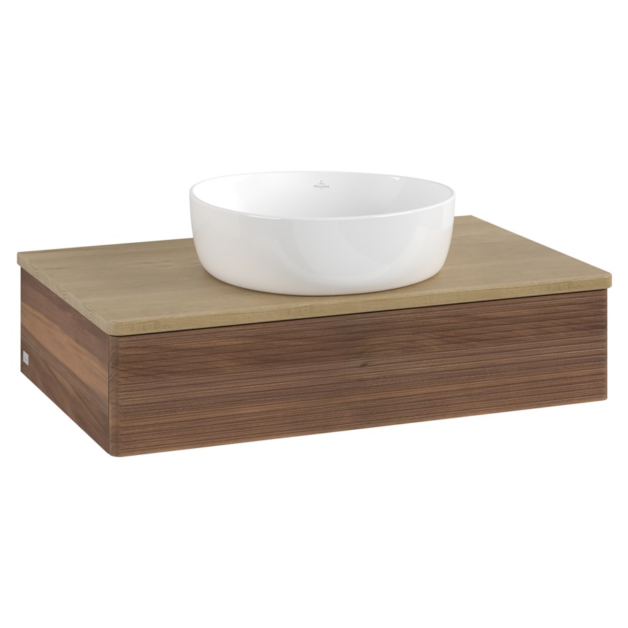 Élément inférieur  Antao
80 x 19 x 50 cm
élément de tiroir, 1&nbsp;tiroir
avec siphon gain de place
avec matériel de fixation
pour 1 lavabo à poser 234171/234172/234173
recouvrement Honey Oak
sans trou pour robinet
