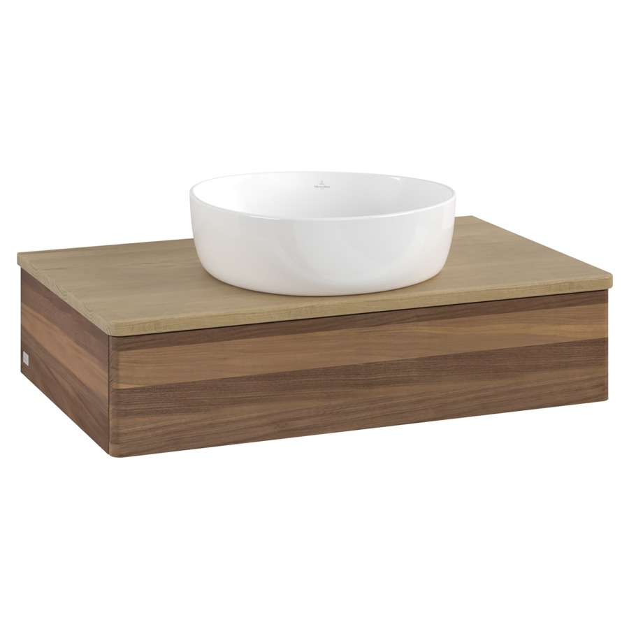 Élément inférieur  Antao
80 x 19 x 50 cm
élément de tiroir, 1&nbsp;tiroir
avec siphon gain de place
avec matériel de fixation
pour 1 lavabo à poser 234171/234172/234173
recouvrement Honey Oak
sans trou pour robinet