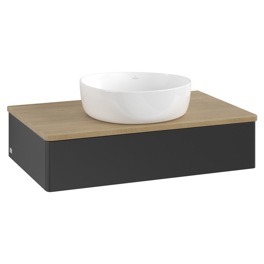 Élément inférieur  Antao
80 x 19 x 50 cm
élément de tiroir, 1&nbsp;tiroir
avec siphon gain de place
avec matériel de fixation
pour 1 lavabo à poser 234171/234172/234173
recouvrement Honey Oak
sans trou pour robinet