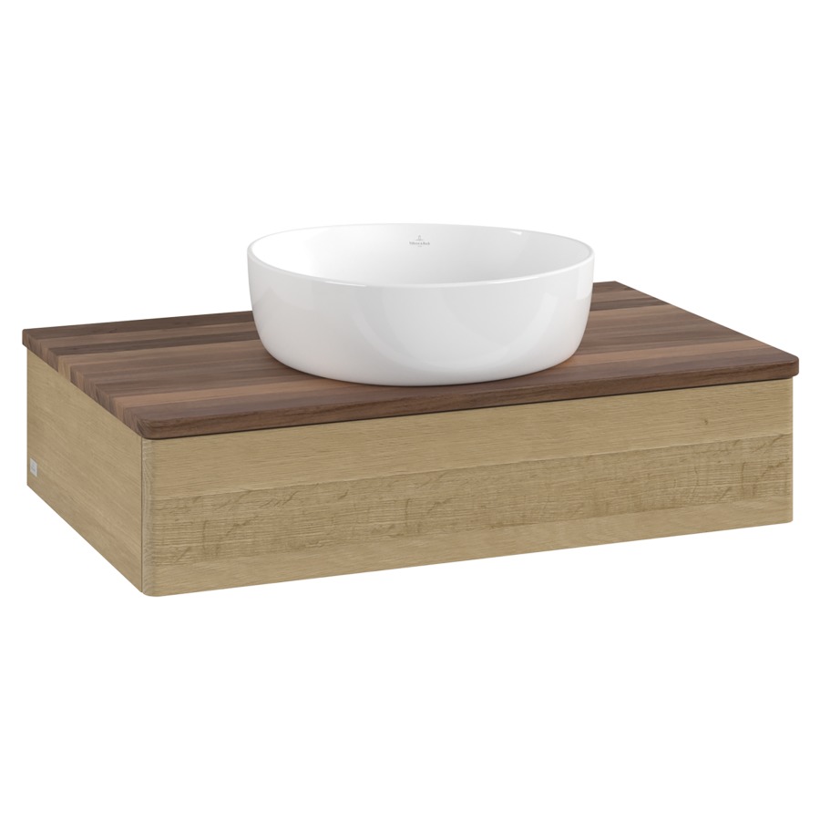 Élément inférieur  Antao
80 x 19 x 50 cm
élément de tiroir, 1&nbsp;tiroir
avec siphon gain de place
avec matériel de fixation
pour 1 lavabo à poser 234171/234172/234173
recouvrement Warm Walnut
sans trou pour robinet