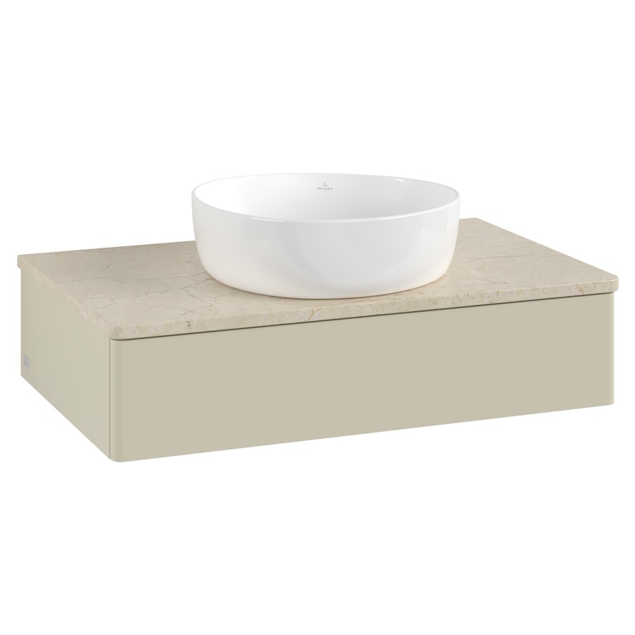 Élément inférieur  Antao
80 x 19 x 50 cm
élément de tiroir, 1&nbsp;tiroir
avec siphon gain de place
avec matériel de fixation
pour 1 lavabo à poser 234171/234172/234173
recouvrement Botticino
sans trou pour robinet