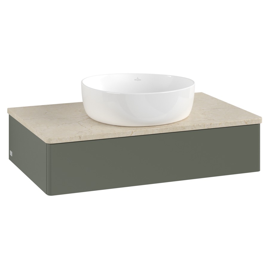 Élément inférieur  Antao
80 x 19 x 50 cm
élément de tiroir, 1&nbsp;tiroir
avec siphon gain de place
avec matériel de fixation
pour 1 lavabo à poser 234171/234172/234173
recouvrement Botticino
sans trou pour robinet