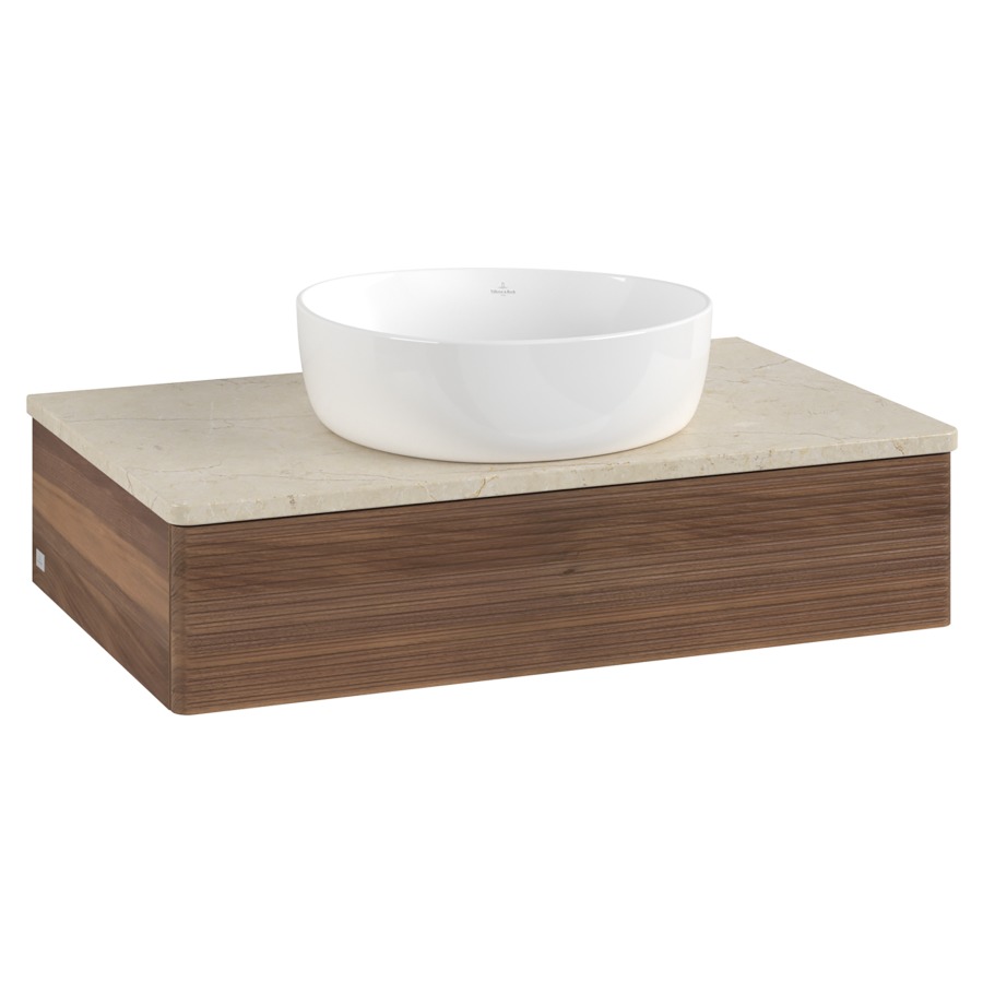 Élément inférieur  Antao
80 x 19 x 50 cm
élément de tiroir, 1&nbsp;tiroir
avec siphon gain de place
avec matériel de fixation
pour 1 lavabo à poser 234171/234172/234173
recouvrement Botticino
sans trou pour robinet