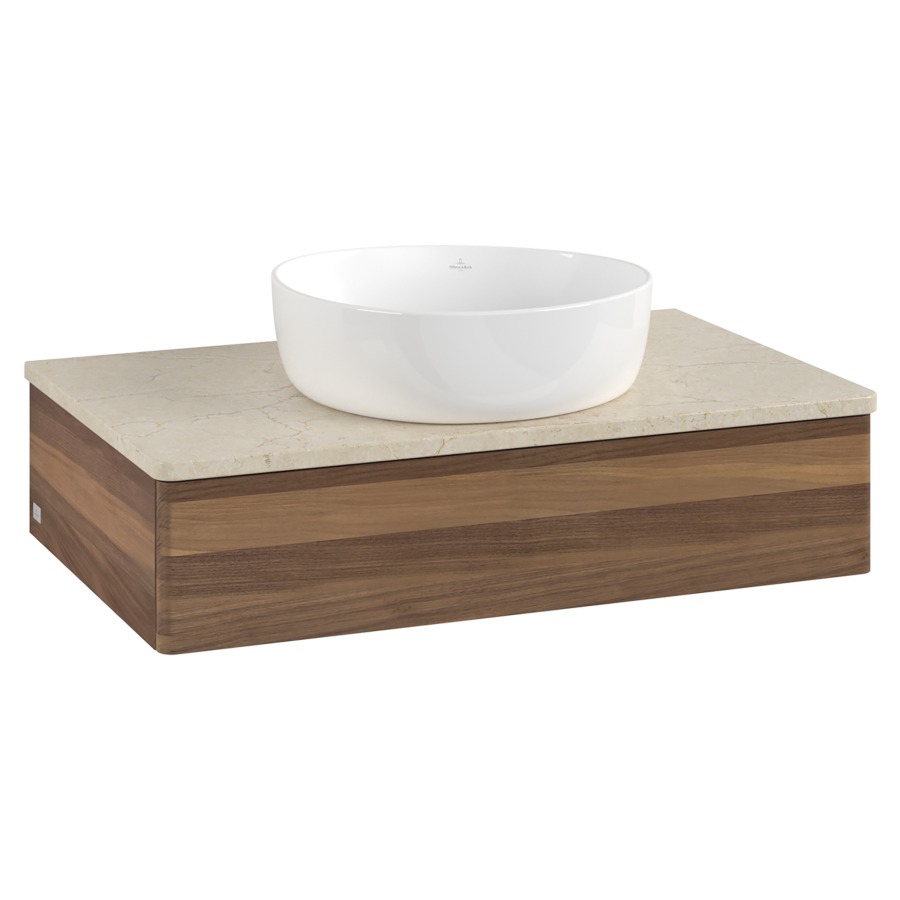 Élément inférieur  Antao
80 x 19 x 50 cm
élément de tiroir, 1&nbsp;tiroir
avec siphon gain de place
avec matériel de fixation
pour 1 lavabo à poser 234171/234172/234173
recouvrement Botticino
sans trou pour robinet