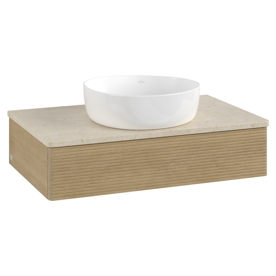 Élément inférieur  Antao
80 x 19 x 50 cm
élément de tiroir, 1&nbsp;tiroir
avec siphon gain de place
avec matériel de fixation
pour 1 lavabo à poser 234171/234172/234173
recouvrement Botticino
sans trou pour robinet