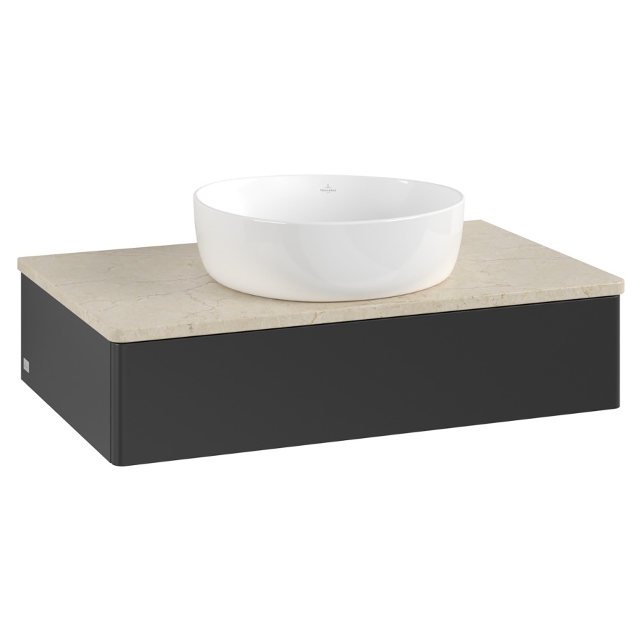Élément inférieur  Antao
80 x 19 x 50 cm
élément de tiroir, 1&nbsp;tiroir
avec siphon gain de place
avec matériel de fixation
pour 1 lavabo à poser 234171/234172/234173
recouvrement Botticino
sans trou pour robinet