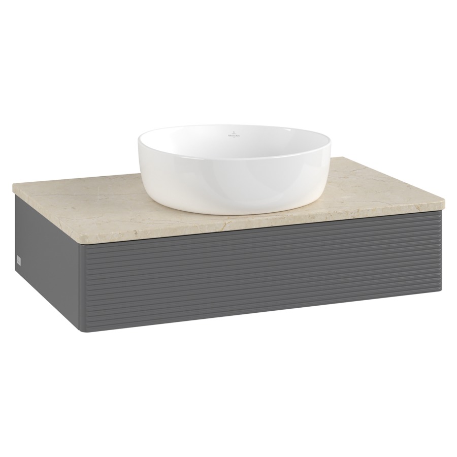 Élément inférieur  Antao
80 x 19 x 50 cm
élément de tiroir, 1&nbsp;tiroir
avec siphon gain de place
avec matériel de fixation
pour 1 lavabo à poser 234171/234172/234173
recouvrement Botticino
sans trou pour robinet