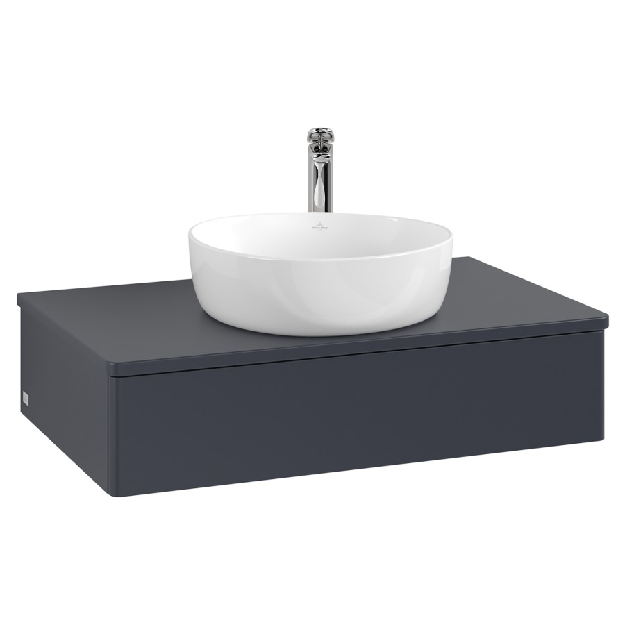 Élément inférieur  Antao
80 x 19 x 50 cm
élément de tiroir, 1&nbsp;tiroir
avec siphon gain de place
avec matériel de fixation
pour 1 lavabo à poser 101037/101039/234171
recouvrement avec 1 trou pour robinet