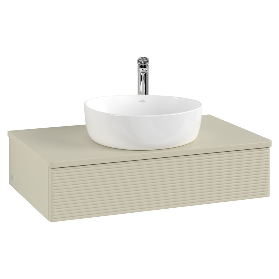 Élément inférieur  Antao
80 x 19 x 50 cm
élément de tiroir, 1&nbsp;tiroir
avec siphon gain de place
avec matériel de fixation
pour 1 lavabo à poser 101037/101039/234171
recouvrement avec 1 trou pour robinet