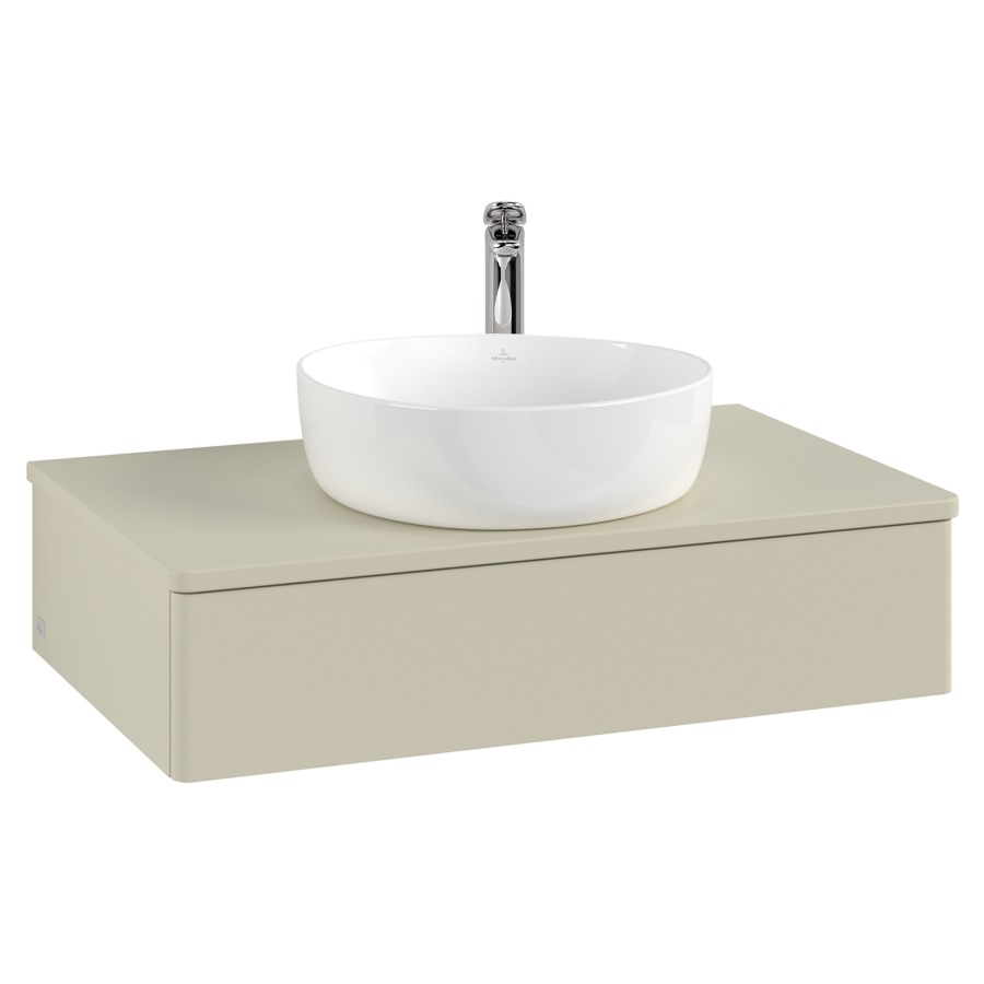 Élément inférieur  Antao
80 x 19 x 50 cm
élément de tiroir, 1&nbsp;tiroir
avec siphon gain de place
avec matériel de fixation
pour 1 lavabo à poser 101037/101039/234171
recouvrement avec 1 trou pour robinet