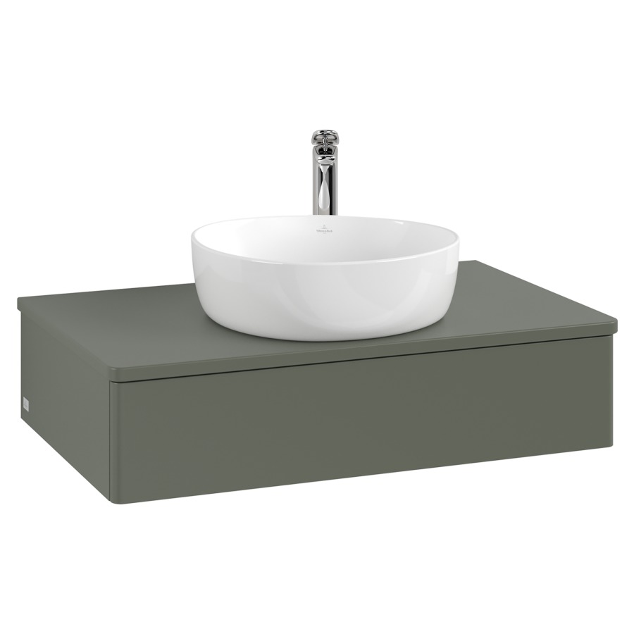 Élément inférieur  Antao
80 x 19 x 50 cm
élément de tiroir, 1&nbsp;tiroir
avec siphon gain de place
avec matériel de fixation
pour 1 lavabo à poser 101037/101039/234171
recouvrement avec 1 trou pour robinet