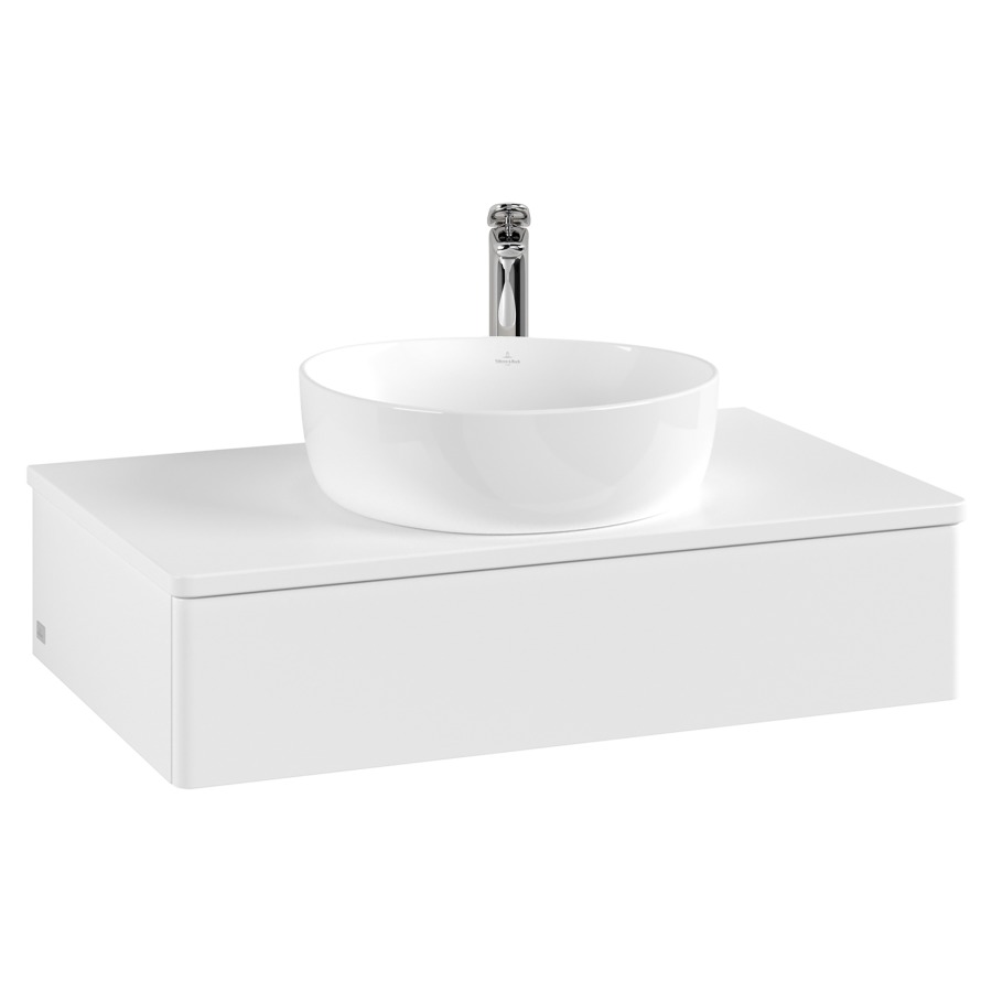 Élément inférieur  Antao
80 x 19 x 50 cm
élément de tiroir, 1&nbsp;tiroir
avec siphon gain de place
avec matériel de fixation
pour 1 lavabo à poser 101037/101039/234171
recouvrement avec 1 trou pour robinet