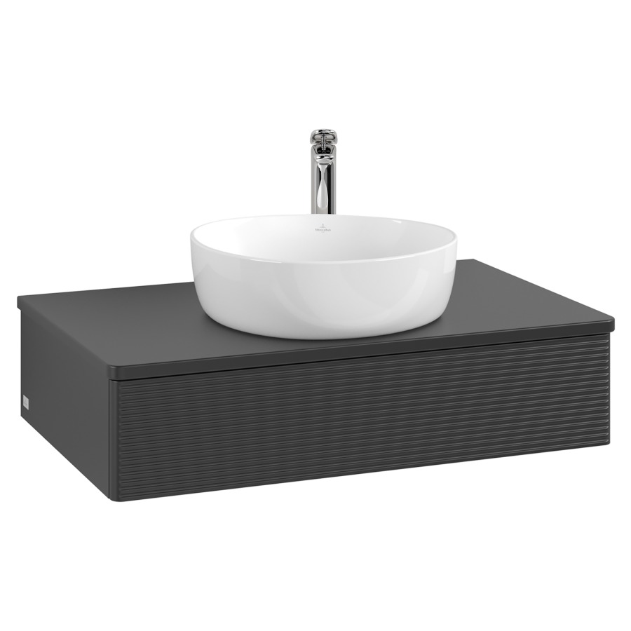 Élément inférieur  Antao
80 x 19 x 50 cm
élément de tiroir, 1&nbsp;tiroir
avec siphon gain de place
avec matériel de fixation
pour 1 lavabo à poser 101037/101039/234171
recouvrement avec 1 trou pour robinet