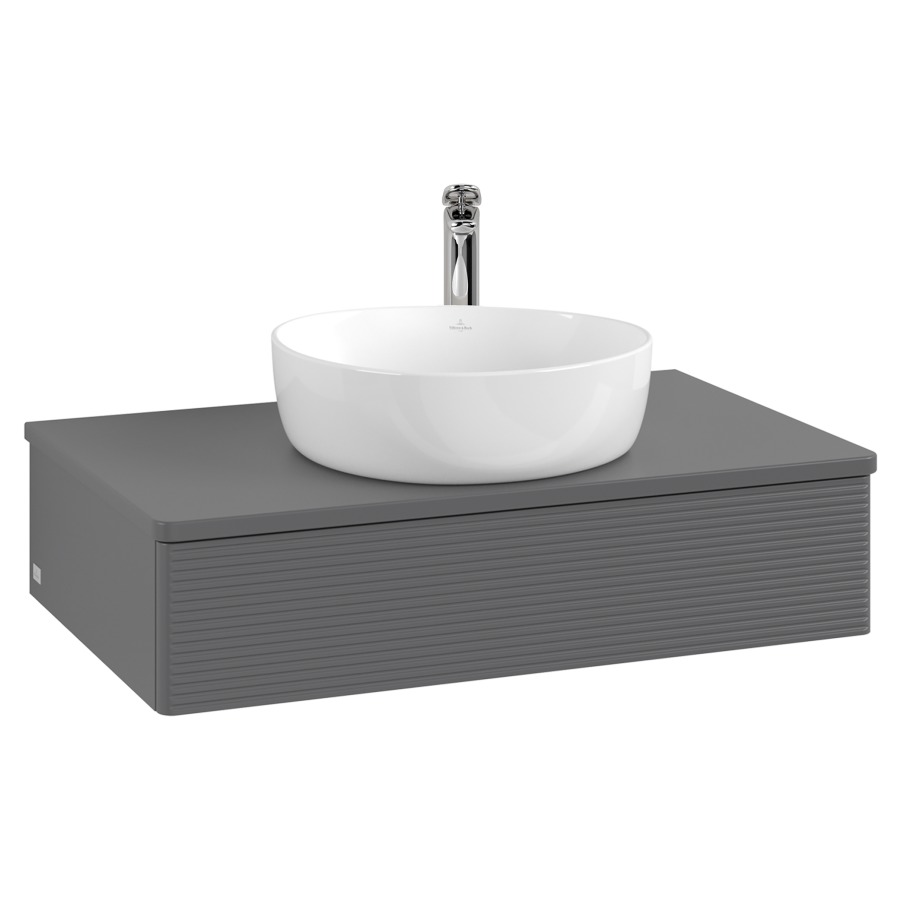 Élément inférieur  Antao
80 x 19 x 50 cm
élément de tiroir, 1&nbsp;tiroir
avec siphon gain de place
avec matériel de fixation
pour 1 lavabo à poser 101037/101039/234171
recouvrement avec 1 trou pour robinet