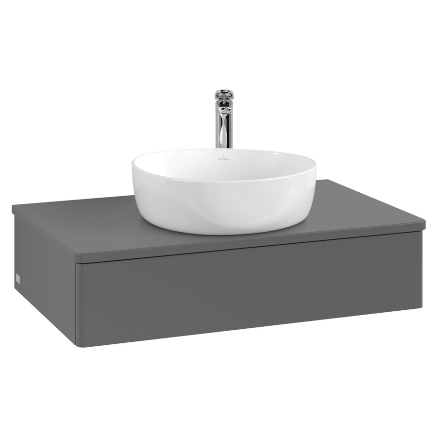 Élément inférieur  Antao
80 x 19 x 50 cm
élément de tiroir, 1&nbsp;tiroir
avec siphon gain de place
avec matériel de fixation
pour 1 lavabo à poser 101037/101039/234171
recouvrement avec 1 trou pour robinet