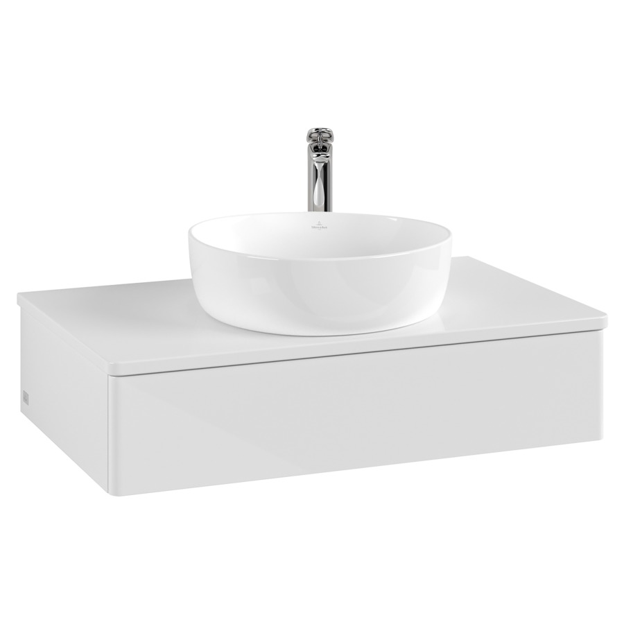 Élément inférieur  Antao
80 x 19 x 50 cm
élément de tiroir, 1&nbsp;tiroir
avec siphon gain de place
avec matériel de fixation
pour 1 lavabo à poser 101037/101039/234171
recouvrement avec 1 trou pour robinet