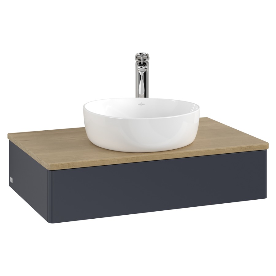 Élément inférieur  Antao
80 x 19 x 50 cm
élément de tiroir, 1&nbsp;tiroir
avec siphon gain de place
avec matériel de fixation
pour 1 lavabo à poser 101037/101039/234171
recouvrement Honey Oak, 1 trou pour robinet