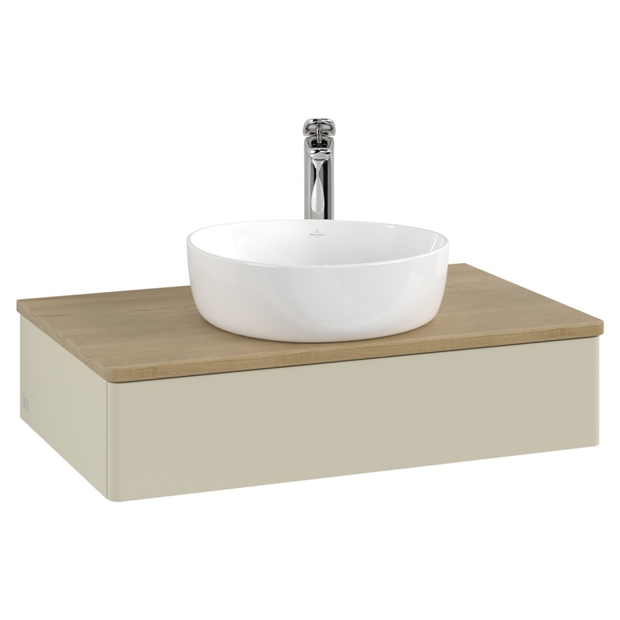 Élément inférieur  Antao
80 x 19 x 50 cm
élément de tiroir, 1&nbsp;tiroir
avec siphon gain de place
avec matériel de fixation
pour 1 lavabo à poser 101037/101039/234171
recouvrement Honey Oak, 1 trou pour robinet