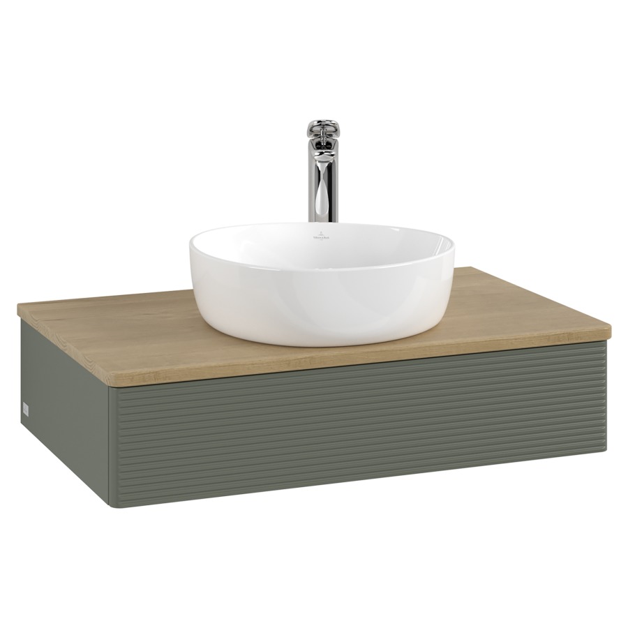 Élément inférieur  Antao
80 x 19 x 50 cm
élément de tiroir, 1&nbsp;tiroir
avec siphon gain de place
avec matériel de fixation
pour 1 lavabo à poser 101037/101039/234171
recouvrement Honey Oak, 1 trou pour robinet