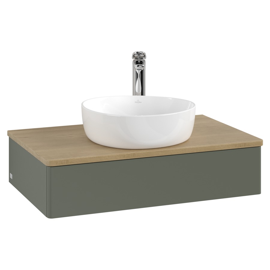 Élément inférieur  Antao
80 x 19 x 50 cm
élément de tiroir, 1&nbsp;tiroir
avec siphon gain de place
avec matériel de fixation
pour 1 lavabo à poser 101037/101039/234171
recouvrement Honey Oak, 1 trou pour robinet