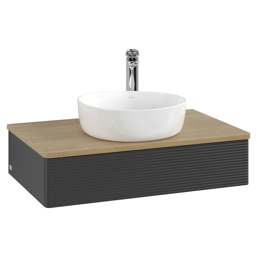 Élément inférieur  Antao
80 x 19 x 50 cm
élément de tiroir, 1&nbsp;tiroir
avec siphon gain de place
avec matériel de fixation
pour 1 lavabo à poser 101037/101039/234171
recouvrement Honey Oak, 1 trou pour robinet