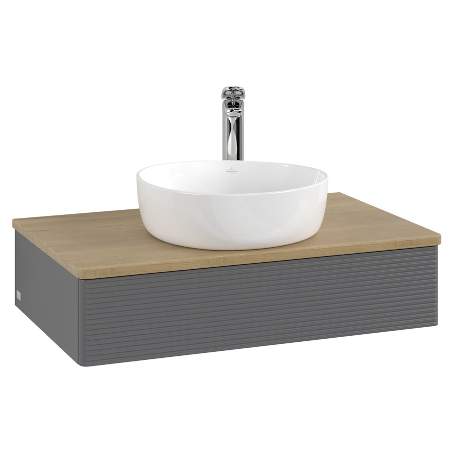 Élément inférieur  Antao
80 x 19 x 50 cm
élément de tiroir, 1&nbsp;tiroir
avec siphon gain de place
avec matériel de fixation
pour 1 lavabo à poser 101037/101039/234171
recouvrement Honey Oak, 1 trou pour robinet