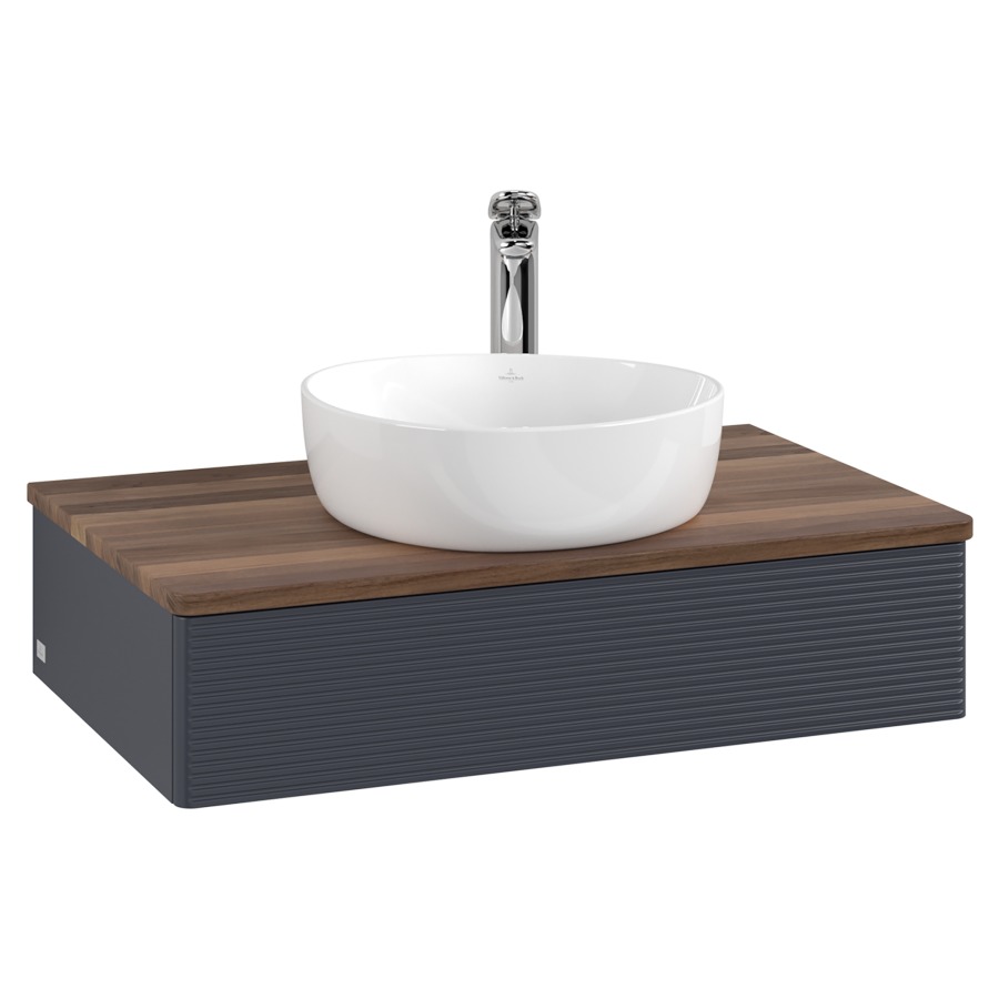 Élément inférieur  Antao
80 x 19 x 50 cm
élément de tiroir, 1&nbsp;tiroir
avec siphon gain de place
avec matériel de fixation
pour 1 lavabo à poser 101037/101039/234171
recouvrement Warm Walnut, 1 trou pour robinet
