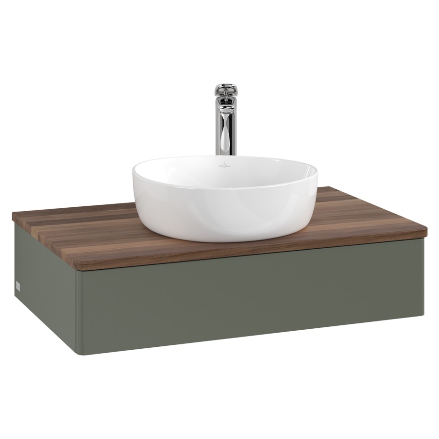 Élément inférieur  Antao
80 x 19 x 50 cm
élément de tiroir, 1&nbsp;tiroir
avec siphon gain de place
avec matériel de fixation
pour 1 lavabo à poser 101037/101039/234171
recouvrement Warm Walnut, 1 trou pour robinet