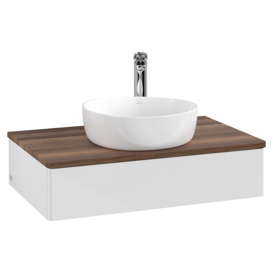 Élément inférieur  Antao
80 x 19 x 50 cm
élément de tiroir, 1&nbsp;tiroir
avec siphon gain de place
avec matériel de fixation
pour 1 lavabo à poser 101037/101039/234171
recouvrement Warm Walnut, 1 trou pour robinet