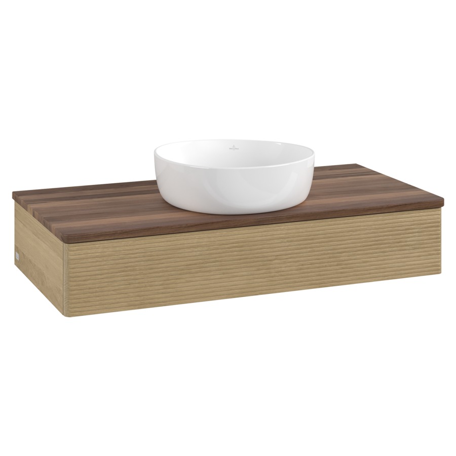 Élément inférieur  Antao
100 x 19 x 50 cm
élément de tiroir, 1&nbsp;tiroir
avec siphon gain de place
avec matériel de fixation
pour 1 lavabo à poser 234171/234172/234173
recouvrement Warm Walnut
sans trou pour robinet