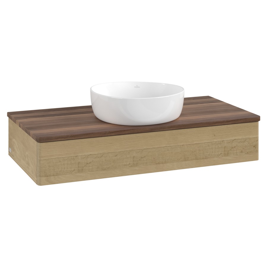 Élément inférieur  Antao
100 x 19 x 50 cm
élément de tiroir, 1&nbsp;tiroir
avec siphon gain de place
avec matériel de fixation
pour 1 lavabo à poser 234171/234172/234173
recouvrement Warm Walnut
sans trou pour robinet