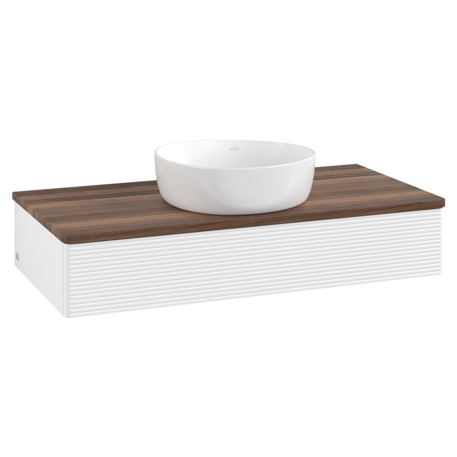 Élément inférieur  Antao
100 x 19 x 50 cm
élément de tiroir, 1&nbsp;tiroir
avec siphon gain de place
avec matériel de fixation
pour 1 lavabo à poser 234171/234172/234173
recouvrement Warm Walnut
sans trou pour robinet