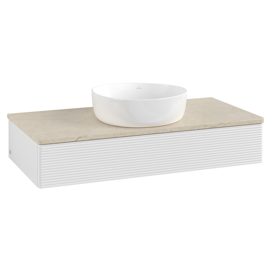 Élément inférieur  Antao
100 x 19 x 50 cm
élément de tiroir, 1&nbsp;tiroir
avec siphon gain de place
avec matériel de fixation
pour 1 lavabo à poser 234171/234172/234173
recouvrement Botticino
sans trou pour robinet