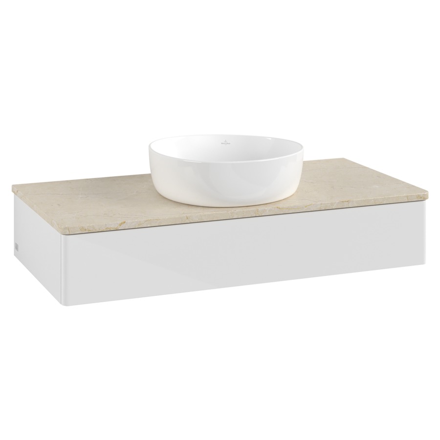 Élément inférieur  Antao
100 x 19 x 50 cm
élément de tiroir, 1&nbsp;tiroir
avec siphon gain de place
avec matériel de fixation
pour 1 lavabo à poser 234171/234172/234173
recouvrement Botticino
sans trou pour robinet