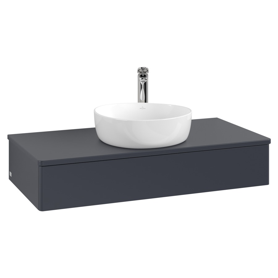 Élément inférieur  Antao
100 x 19 x 50 cm
élément de tiroir, 1&nbsp;tiroir
avec siphon gain de place
avec matériel de fixation
pour 1 lavabo à poser 101037/101039/234171
recouvrement avec 1 trou pour robinet