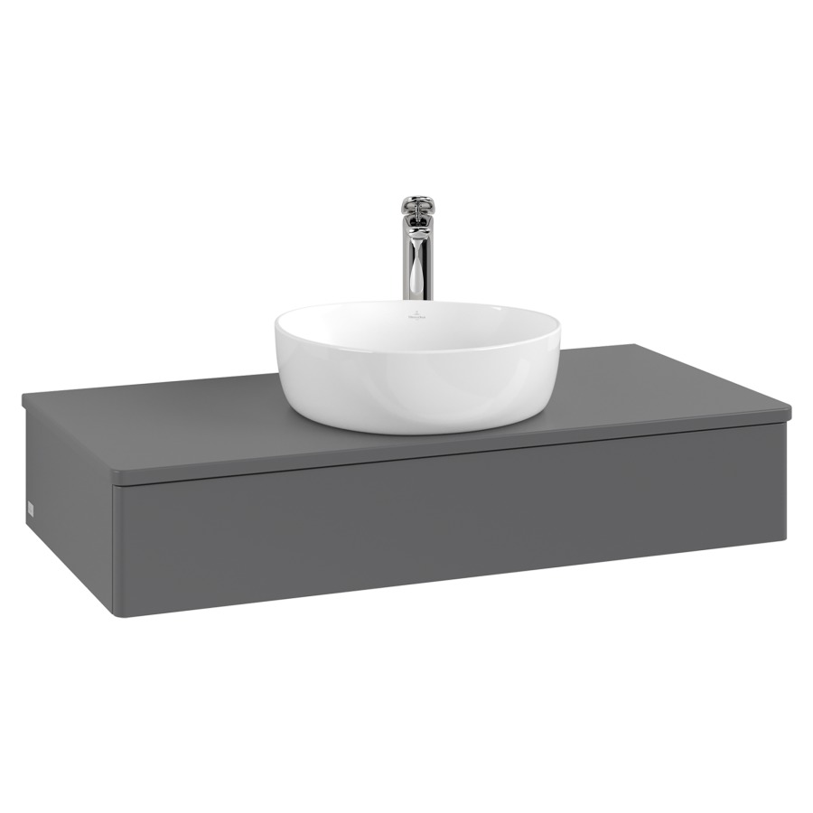 Élément inférieur  Antao
100 x 19 x 50 cm
élément de tiroir, 1&nbsp;tiroir
avec siphon gain de place
avec matériel de fixation
pour 1 lavabo à poser 101037/101039/234171
recouvrement avec 1 trou pour robinet