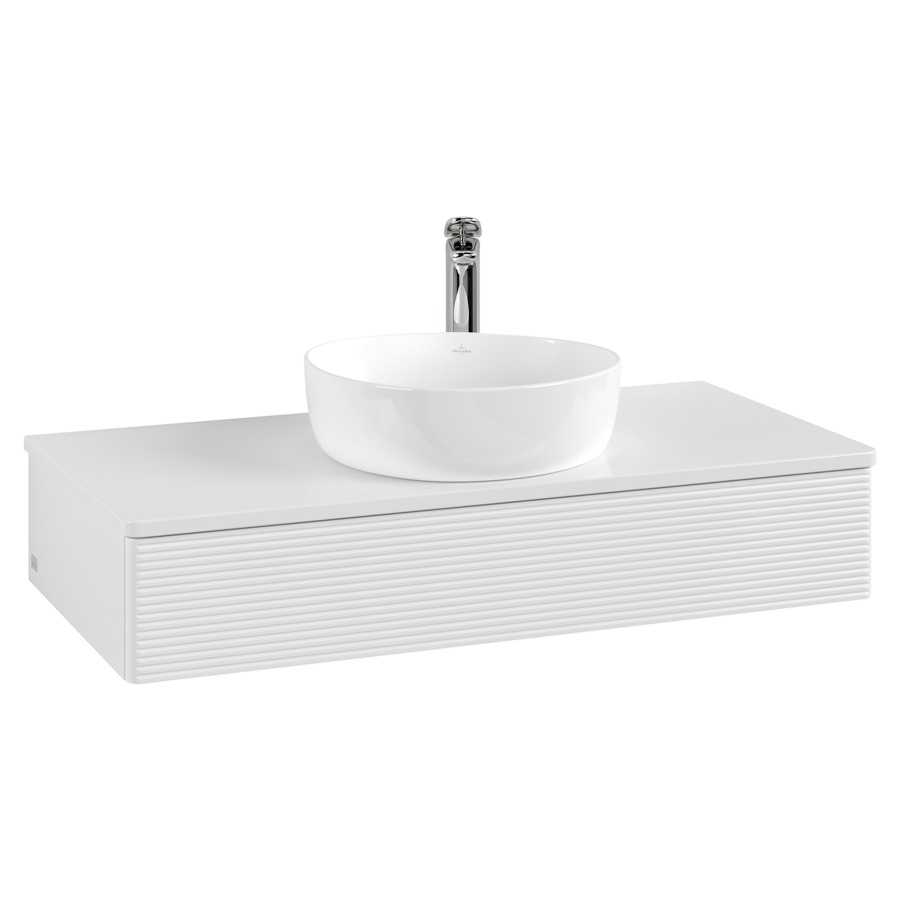 Élément inférieur  Antao
100 x 19 x 50 cm
élément de tiroir, 1&nbsp;tiroir
avec siphon gain de place
avec matériel de fixation
pour 1 lavabo à poser 101037/101039/234171
recouvrement avec 1 trou pour robinet