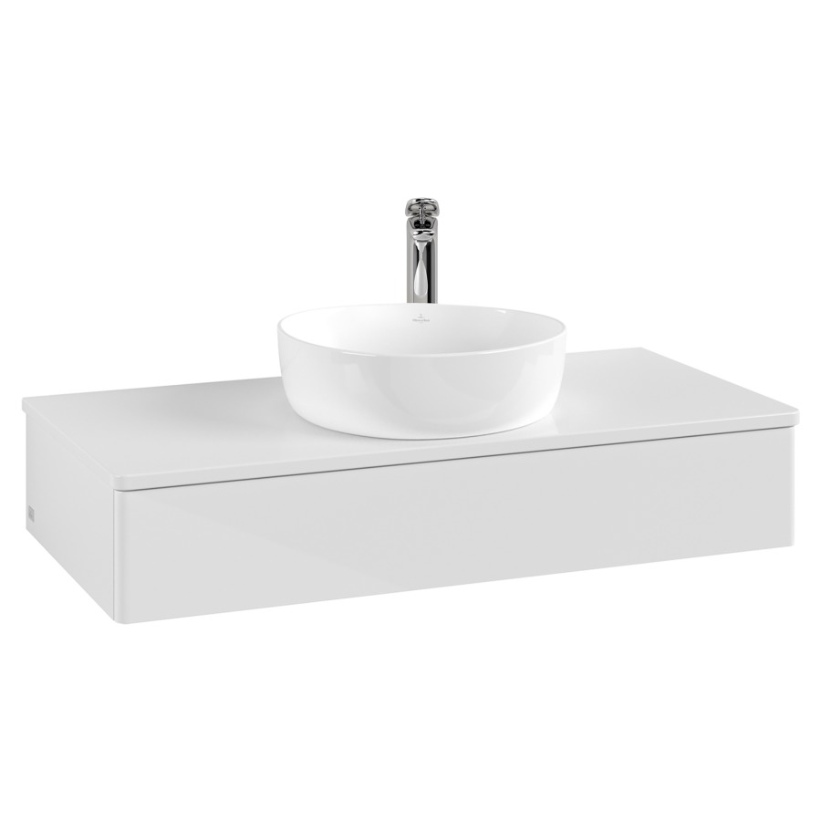 Élément inférieur  Antao
100 x 19 x 50 cm
élément de tiroir, 1&nbsp;tiroir
avec siphon gain de place
avec matériel de fixation
pour 1 lavabo à poser 101037/101039/234171
recouvrement avec 1 trou pour robinet