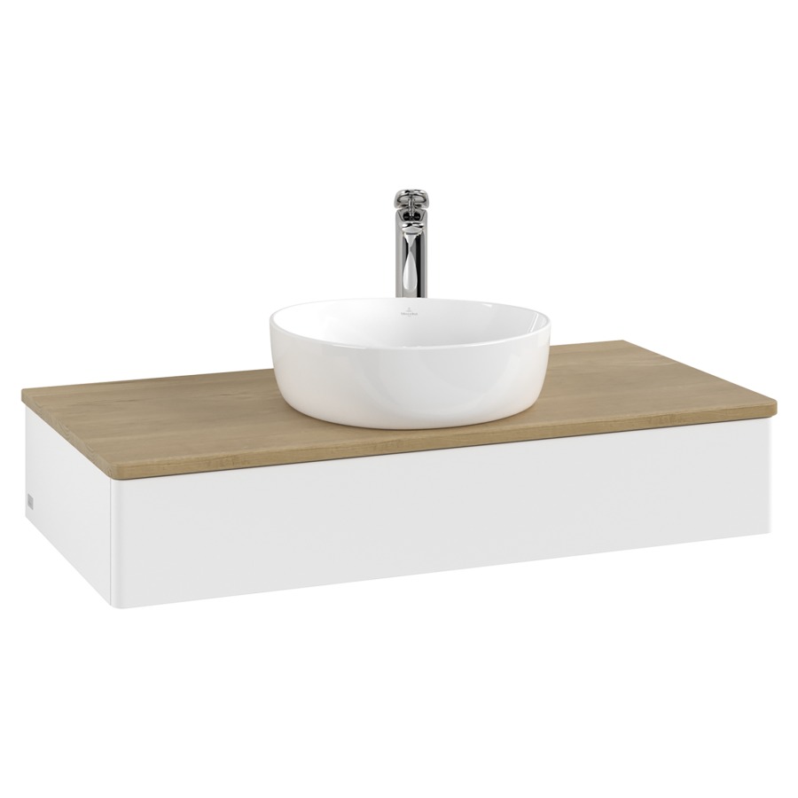 Élément inférieur  Antao
100 x 19 x 50 cm
élément de tiroir, 1&nbsp;tiroir
avec siphon gain de place
avec matériel de fixation
pour 1 lavabo à poser 101037/101039/234171
recouvrement Honey Oak, 1 trou pour robinet