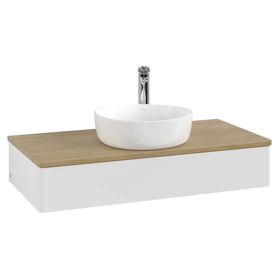 Élément inférieur  Antao
100 x 19 x 50 cm
élément de tiroir, 1&nbsp;tiroir
avec siphon gain de place
avec matériel de fixation
pour 1 lavabo à poser 101037/101039/234171
recouvrement Honey Oak, 1 trou pour robinet