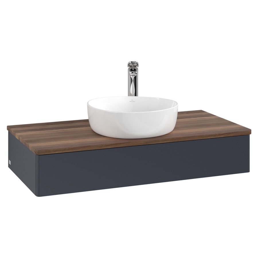 Élément inférieur  Antao
100 x 19 x 50 cm
élément de tiroir, 1&nbsp;tiroir
avec siphon gain de place
avec matériel de fixation
pour 1 lavabo à poser 101037/101039/234171
recouvrement Warm Walnut, 1 trou pour robinet