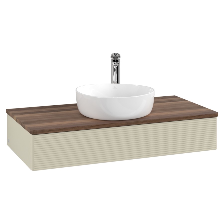 Élément inférieur  Antao
100 x 19 x 50 cm
élément de tiroir, 1&nbsp;tiroir
avec siphon gain de place
avec matériel de fixation
pour 1 lavabo à poser 101037/101039/234171
recouvrement Warm Walnut, 1 trou pour robinet