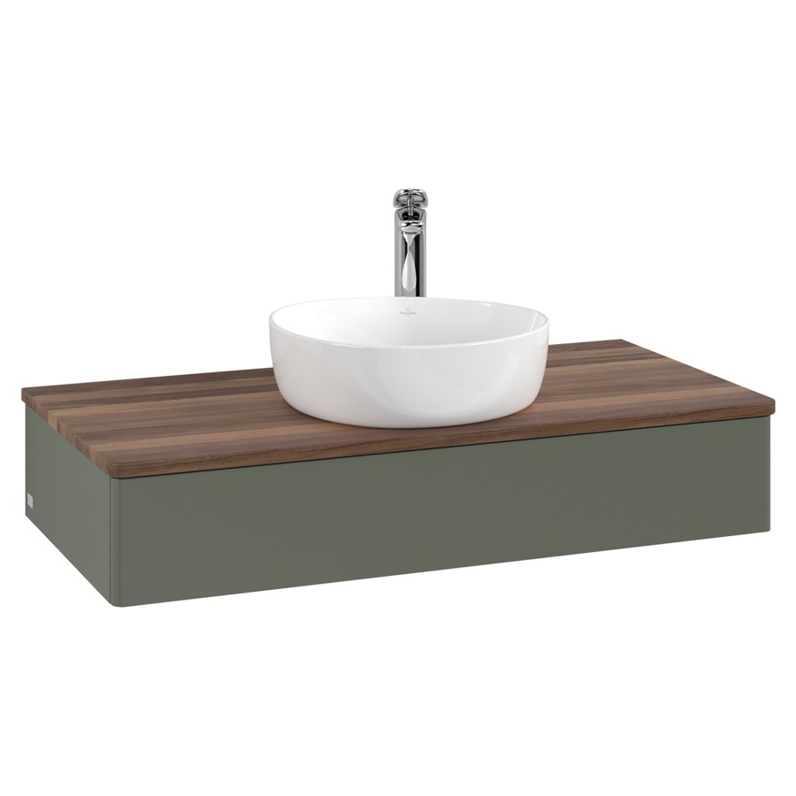 Élément inférieur  Antao
100 x 19 x 50 cm
élément de tiroir, 1&nbsp;tiroir
avec siphon gain de place
avec matériel de fixation
pour 1 lavabo à poser 101037/101039/234171
recouvrement Warm Walnut, 1 trou pour robinet