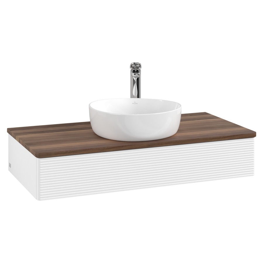Élément inférieur  Antao
100 x 19 x 50 cm
élément de tiroir, 1&nbsp;tiroir
avec siphon gain de place
avec matériel de fixation
pour 1 lavabo à poser 101037/101039/234171
recouvrement Warm Walnut, 1 trou pour robinet