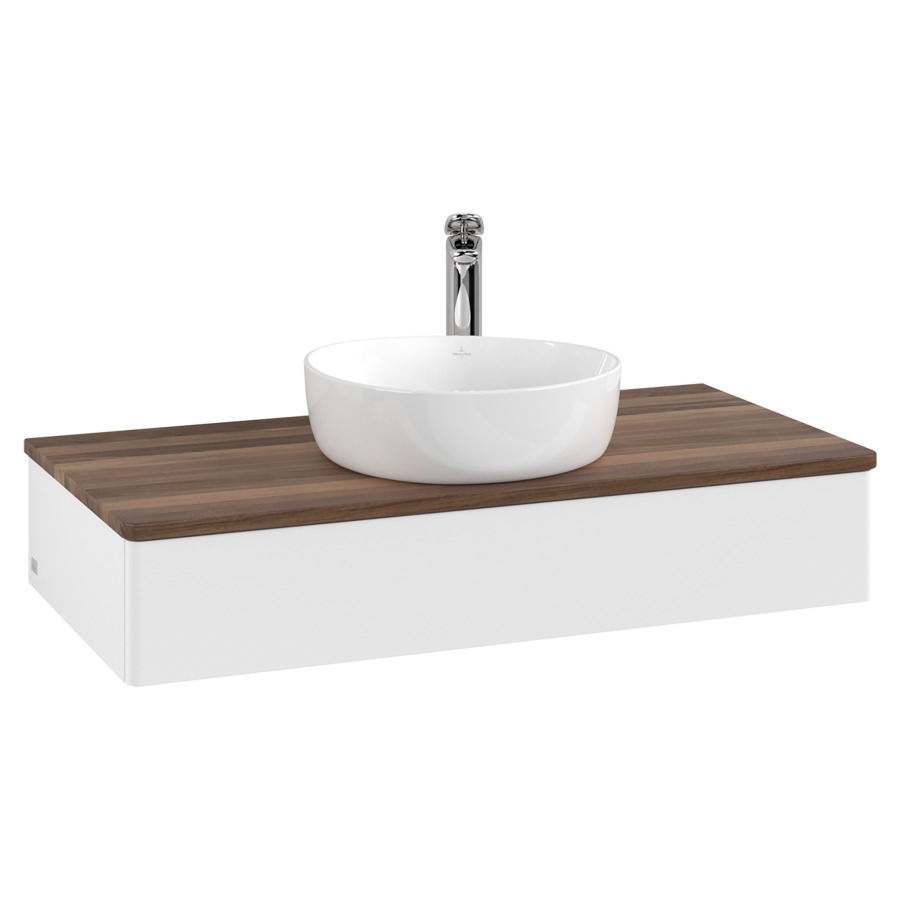 Élément inférieur  Antao
100 x 19 x 50 cm
élément de tiroir, 1&nbsp;tiroir
avec siphon gain de place
avec matériel de fixation
pour 1 lavabo à poser 101037/101039/234171
recouvrement Warm Walnut, 1 trou pour robinet
