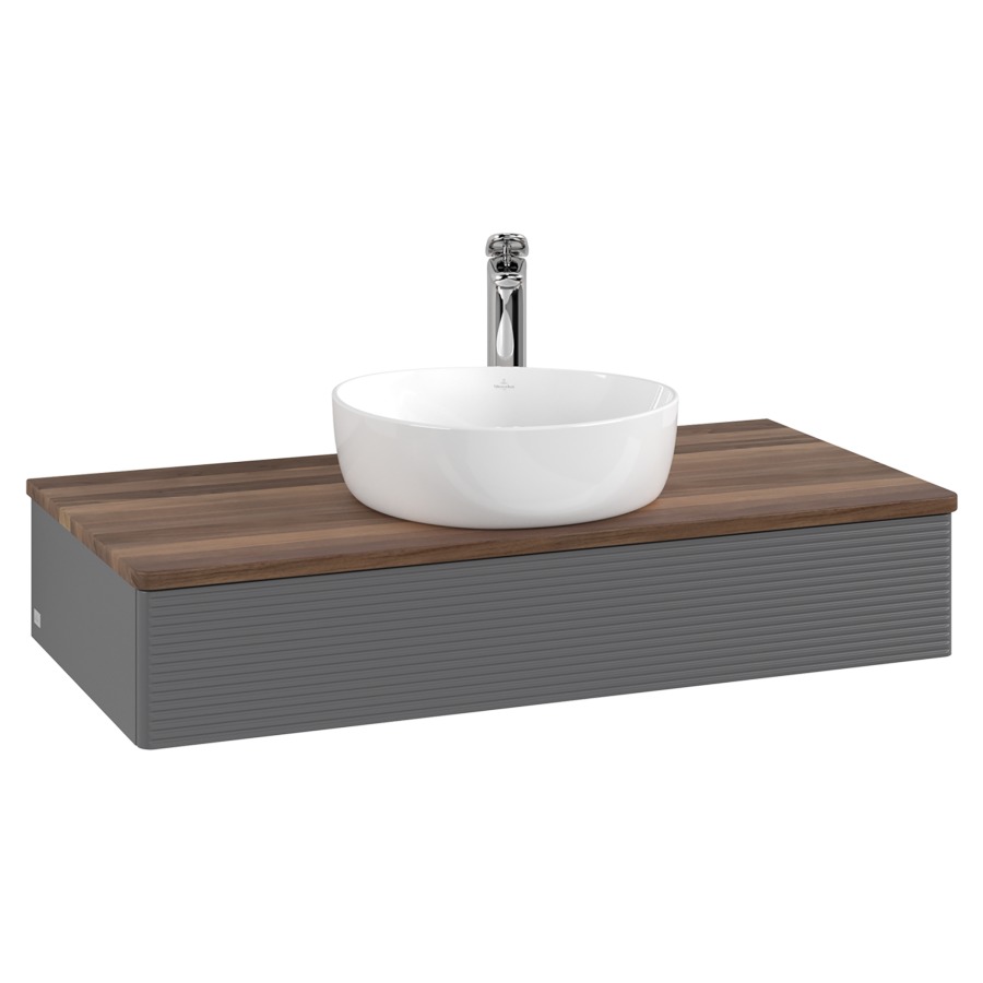 Élément inférieur  Antao
100 x 19 x 50 cm
élément de tiroir, 1&nbsp;tiroir
avec siphon gain de place
avec matériel de fixation
pour 1 lavabo à poser 101037/101039/234171
recouvrement Warm Walnut, 1 trou pour robinet