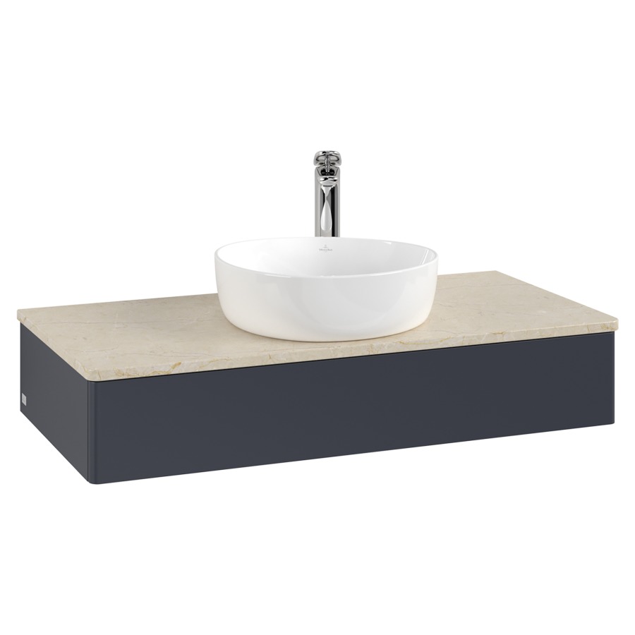 Élément inférieur  Antao
100 x 19 x 50 cm
élément de tiroir, 1&nbsp;tiroir
avec siphon gain de place
avec matériel de fixation
pour 1 lavabo à poser 101037/101039/234171
recouvrement Botticino, 1 trou pour robinet