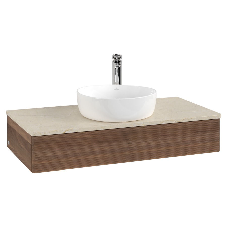 Élément inférieur  Antao
100 x 19 x 50 cm
élément de tiroir, 1&nbsp;tiroir
avec siphon gain de place
avec matériel de fixation
pour 1 lavabo à poser 101037/101039/234171
recouvrement Botticino, 1 trou pour robinet