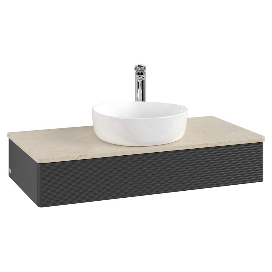 Élément inférieur  Antao
100 x 19 x 50 cm
élément de tiroir, 1&nbsp;tiroir
avec siphon gain de place
avec matériel de fixation
pour 1 lavabo à poser 101037/101039/234171
recouvrement Botticino, 1 trou pour robinet