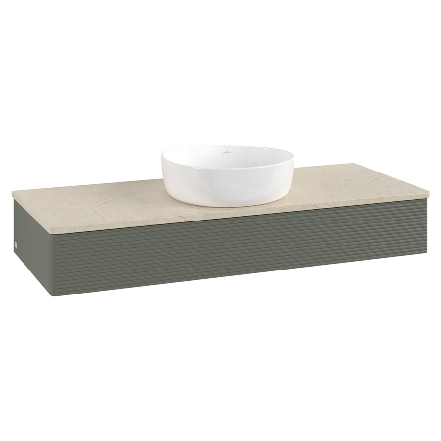 Élément inférieur  Antao
120 x 19 x 50 cm
élément de tiroir, 1&nbsp;tiroir
avec siphon gain de place
avec matériel de fixation
pour 1 lavabo à poser 234171/234172/234173
recouvrement Botticino
sans trou pour robinet